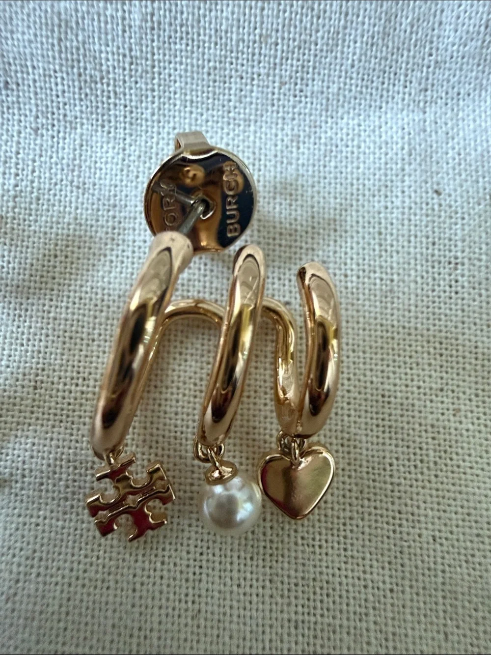 Gold Pearl & Charm Hoop Earring Set - Women Jewelry